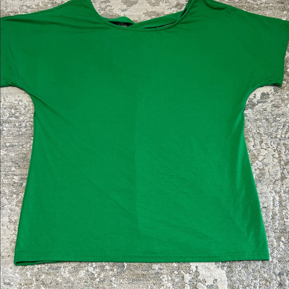 New York & Company Vibrant Green Short Sleeve Top